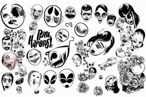 Words pain, happiness , sadness, cry, anger, fun, fear, loneliness, anticipation, disgust, trust, amusement, eroticism, relaxation, annoyed tattoo idea