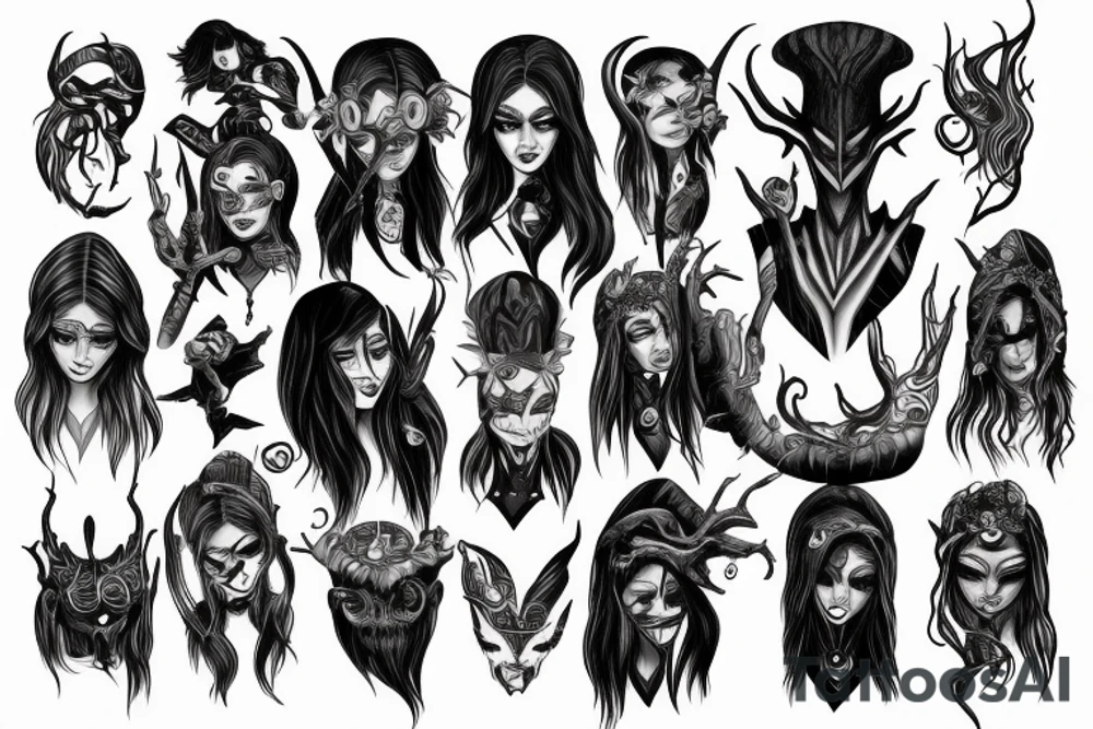 BLACK ELFES MAN SCARY tattoo idea