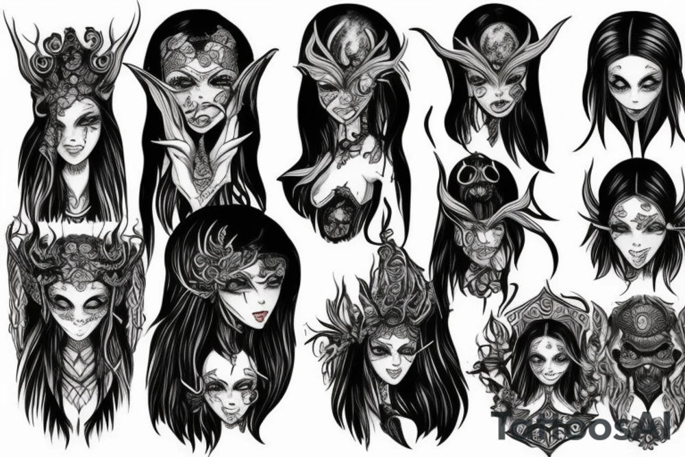 BLACK ELFES MAN SCARY tattoo idea