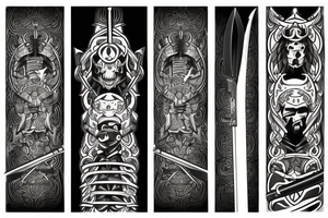 A medium sized sword or katana, surrounded by red and black lines tattoo idea