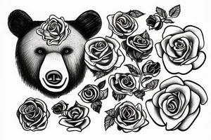 Bear with rose tattoo idea