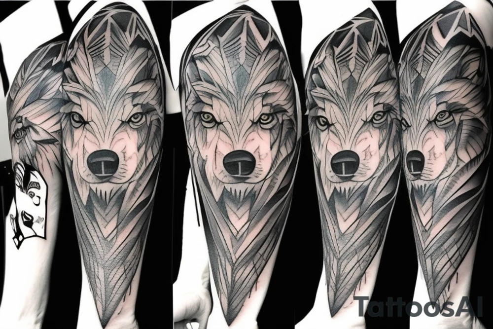 Medium size wolf tattoo idea