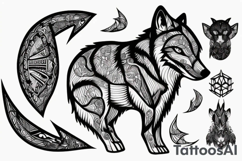 Small size wolf 3 on 3 cm tattoo idea