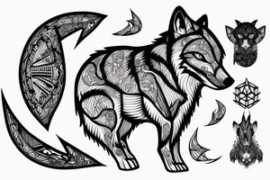 Small size wolf 3 on 3 cm tattoo idea