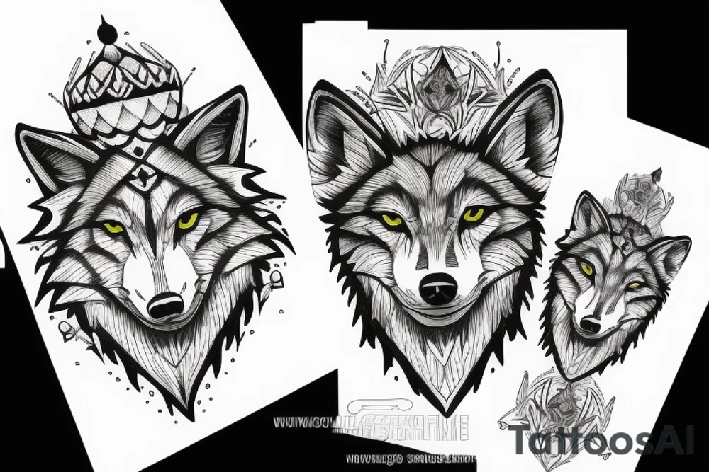 Small size wolf 3 on 3 cm tattoo idea
