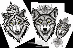 Small size wolf 3 on 3 cm tattoo idea