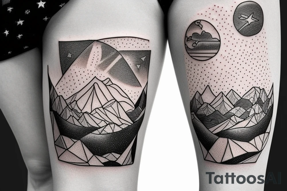 A mix of several things. I want these things included: the time 11:11, space elements such as constellations, a capybara, the phrase “40 years together”, and mountains. tattoo idea