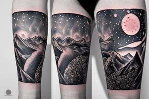 A mix of several things. I want these things included: the time 11:11, space elements such as constellations, a capybara, the phrase “40 years together”, and mountains. tattoo idea