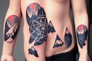 A mix of several things. I want these things included: the time 11:11, space elements such as constellations, a capybara, the phrase “40 years together”, and mountains. tattoo idea
