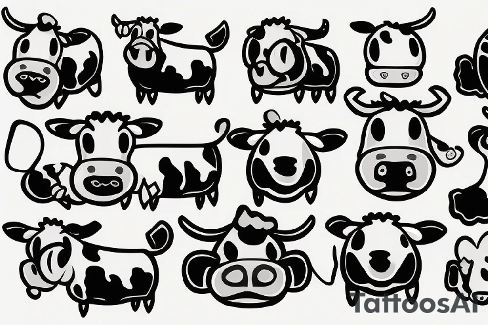 cute cow tattoo idea