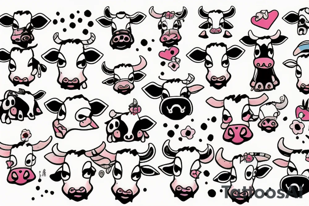 cute cow tattoo idea
