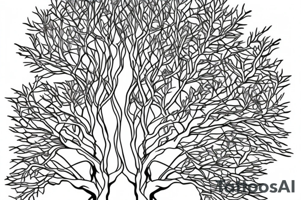 willow tree intertwined with a rowan tree, symmetric tattoo idea willow tree intertwined with a rowan tree, symmetric tattoo idea