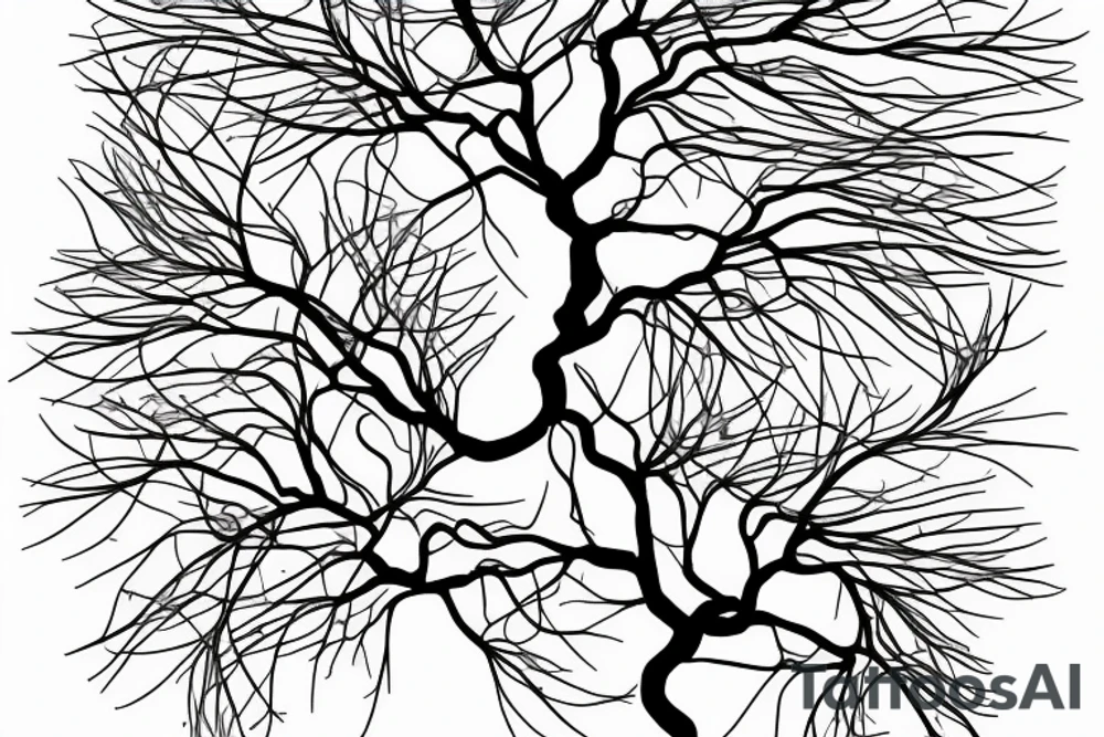 willow tree intertwined with a rowan tree, symmetric tattoo idea willow tree intertwined with a rowan tree, symmetric tattoo idea