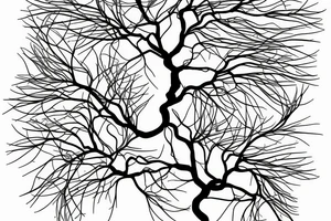 willow tree intertwined with a rowan tree, symmetric tattoo idea