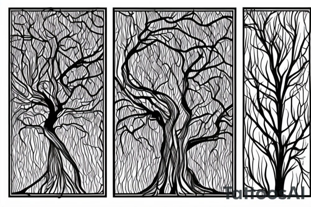 willow tree intertwined with a rowan tree, symmetric tattoo idea willow tree intertwined with a rowan tree, symmetric tattoo idea
