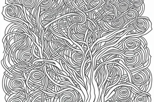 willow tree intertwined with a rowan tree, symmetric tattoo idea