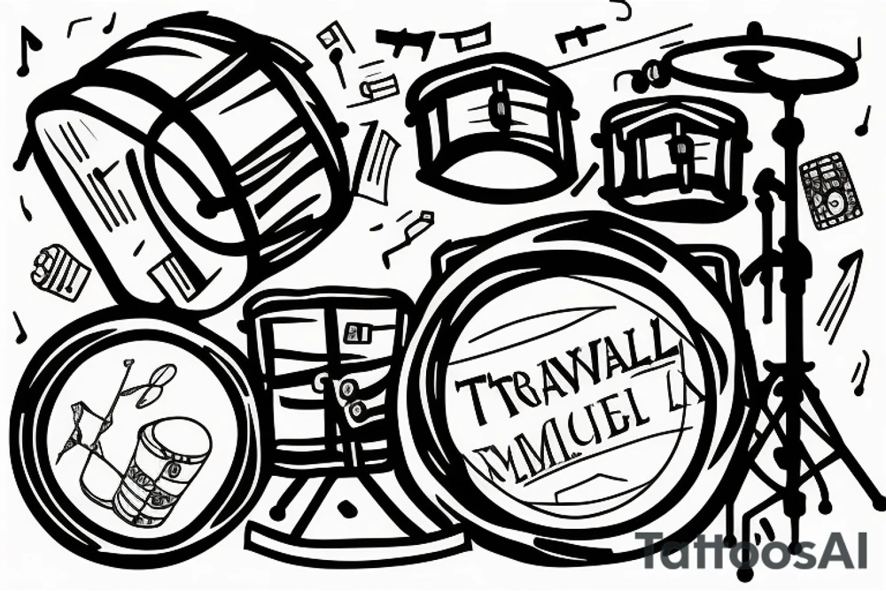 Travel, drums, music tattoo idea