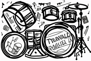 Travel, drums, music tattoo idea