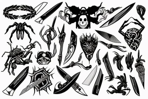 knife and spider tattoo idea