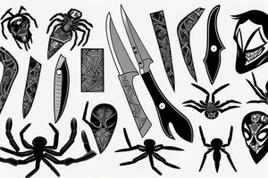 knife and spider tattoo idea