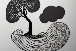 small wave leading to a tree tattoo idea