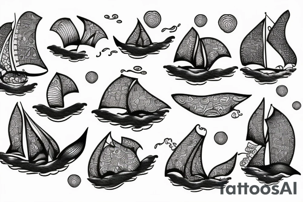 small boat on an ocean wave tattoo idea