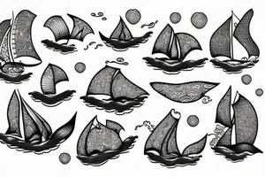 small boat on an ocean wave tattoo idea