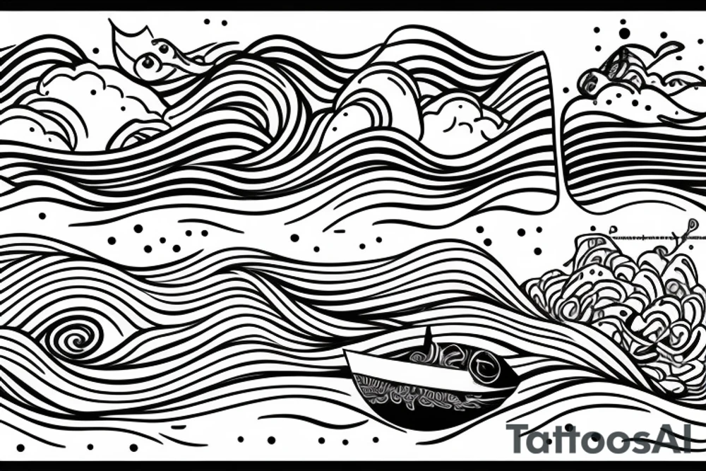 small boat on an ocean wave tattoo idea