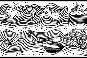 small boat on an ocean wave tattoo idea