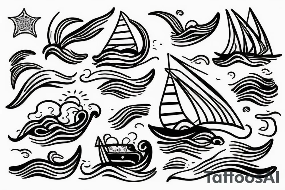 small boat on an ocean wave tattoo idea