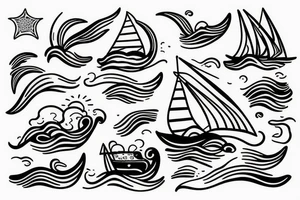 small boat on an ocean wave tattoo idea