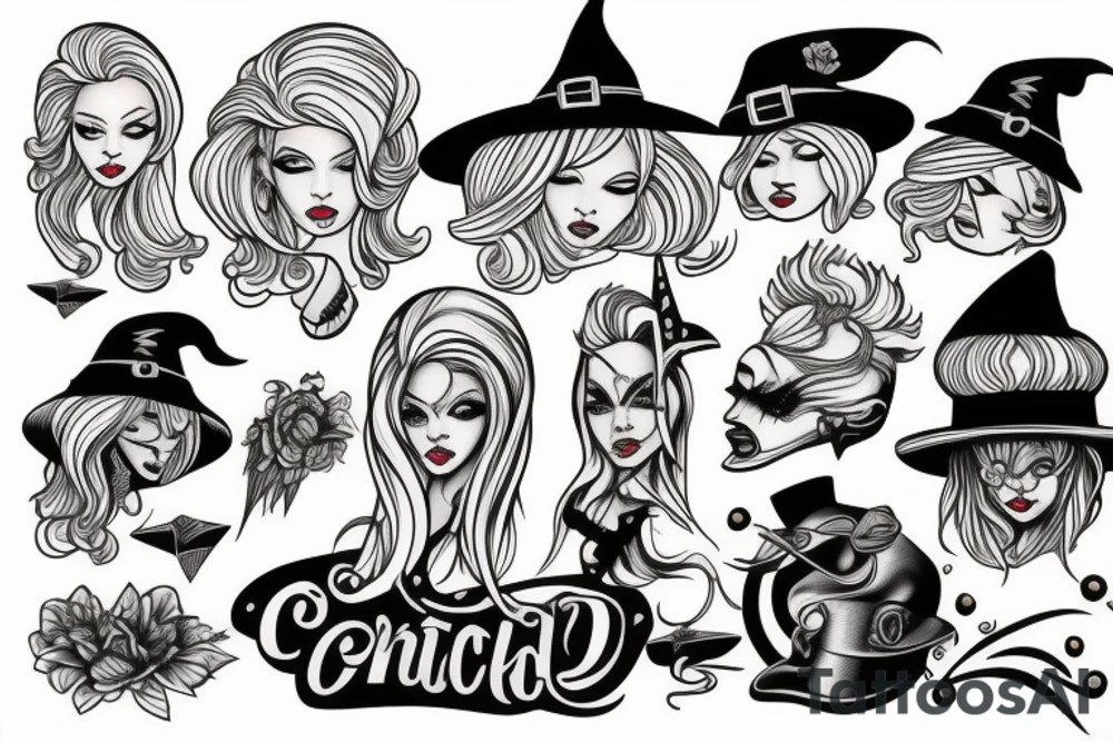 blonde witch tattoo idea