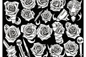 Panther Roses Dagger tattoo idea