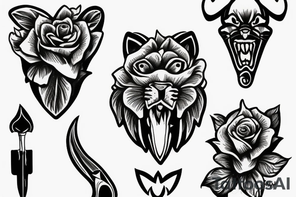 Panther Roses Dagger tattoo idea