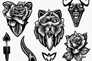 Panther Roses Dagger tattoo idea