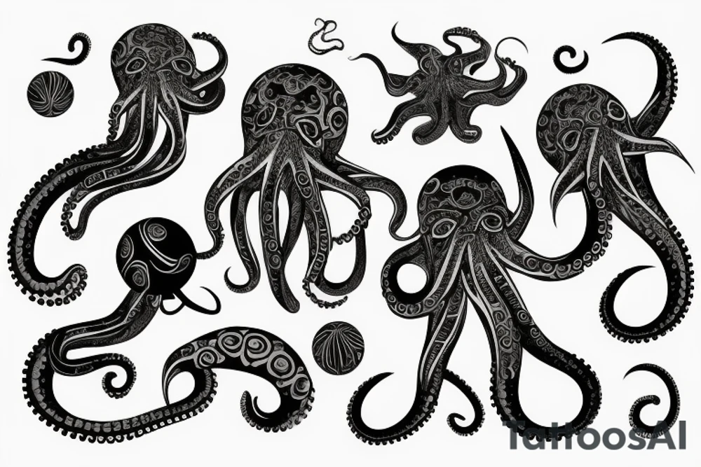 An octopus wrapping a basketball tattoo idea