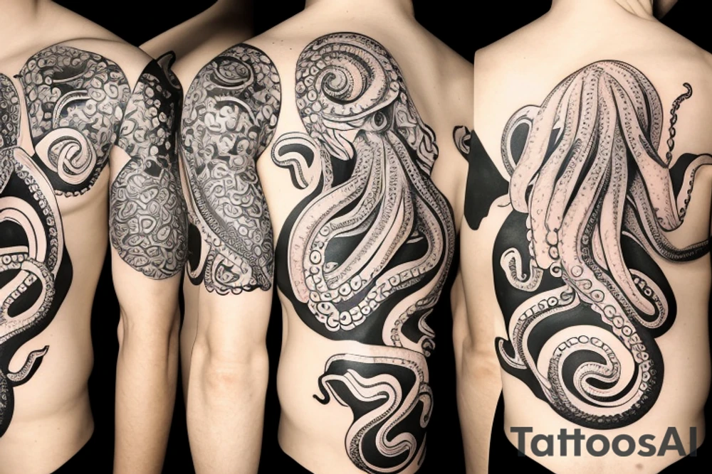 An octopus wrapping a basketball tattoo idea