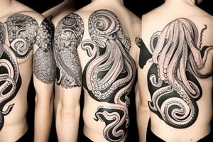 An octopus wrapping a basketball tattoo idea