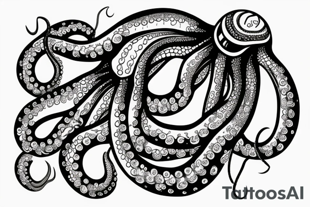 An octopus wrapping a basketball tattoo idea