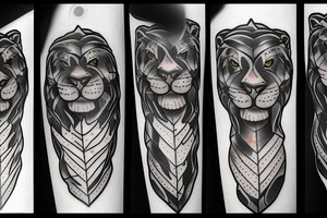 Roaring lion with three cubs tattoo idea