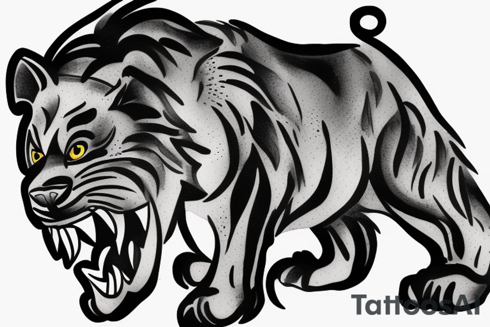 Roaring lion with three cubs tattoo idea