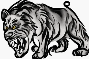 Roaring lion with three cubs tattoo idea