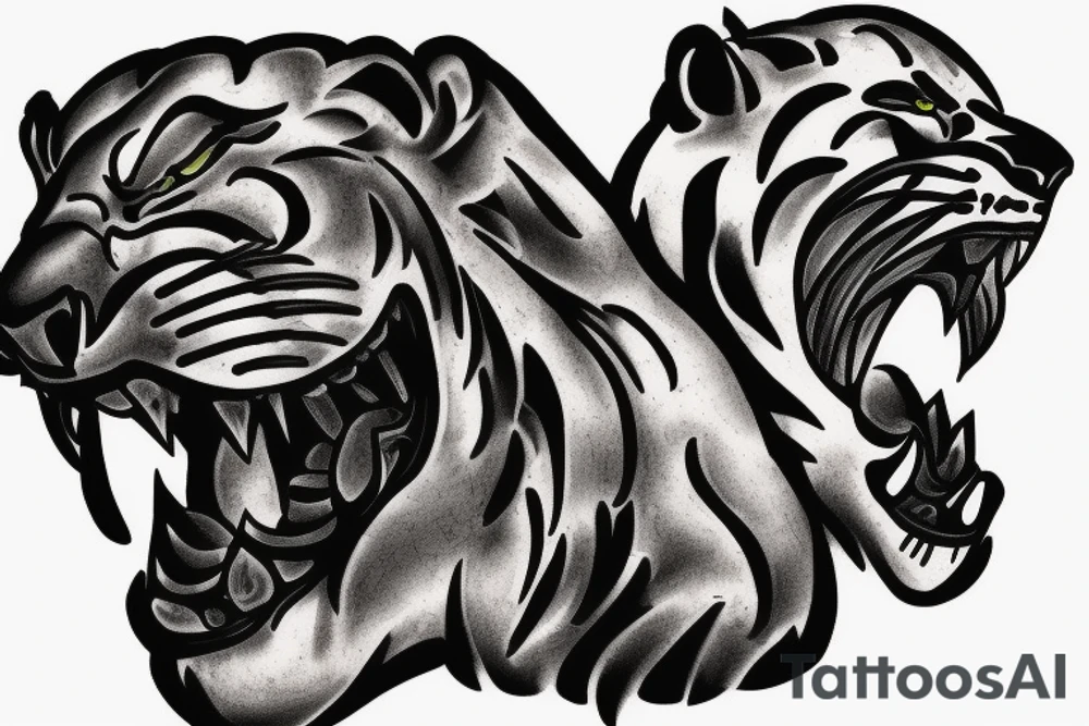 Roaring lion with three cubs tattoo idea