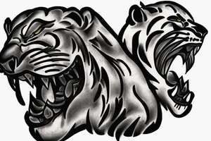 Roaring lion with three cubs tattoo idea