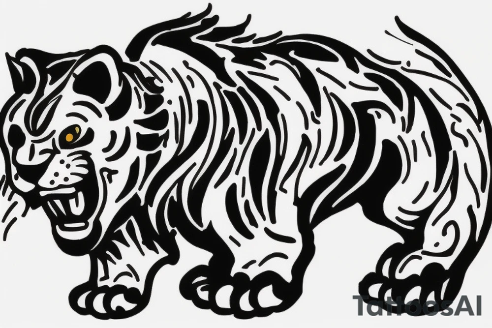 Roaring lion with three cubs tattoo idea