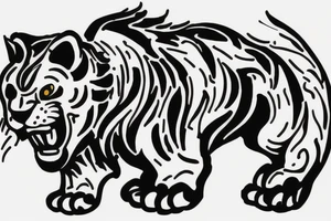 Roaring lion with three cubs tattoo idea