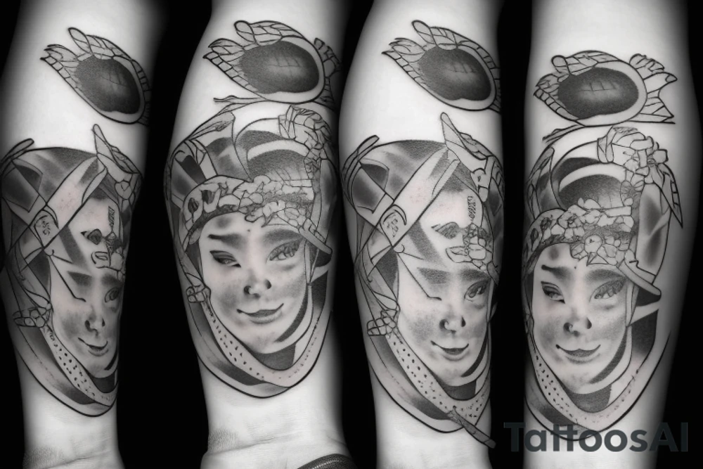 Father with three children tattoo idea