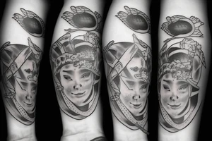 Father with three children tattoo idea