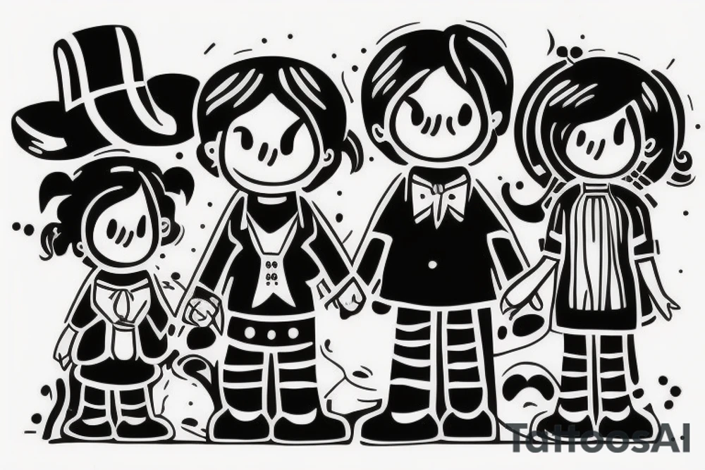 Father with three children tattoo idea