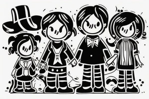 Father with three children tattoo idea